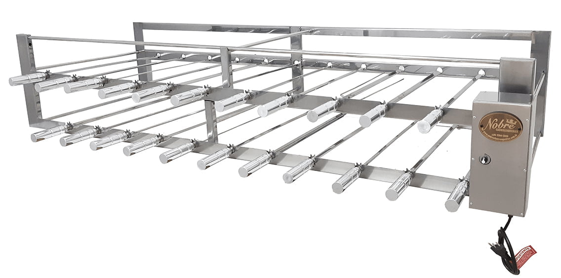 CHURRASQUEIRA ROTATIVA SOB MEDIDA COM 34 ESPETOS COM APOIO (SISTEMA DE CORRENTE)