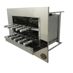 CHURRASQUEIRA GÁS DE EMBUTIR 10 ESPETOS INOX 304 COM GRELHA E CESTO DE MIUDOS