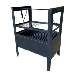 CHURRASQUEIRA PORTÁTIL COM SISTEMA DE ELEVAÇÃO PRETA COM GRELHA 