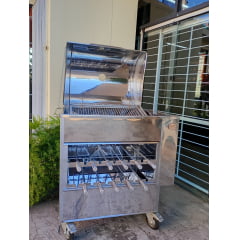 Churrasqueira portátil 11 espetos com tampa e sistema rotativo de grelha e espetos