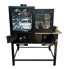 FORNO À LENHA COM FOGÃO NOBRE CHAPA DE FERRO  - FORNO LADO ESQUERDO 