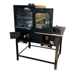 FORNO À LENHA COM FOGÃO NOBRE CHAPA DE FERRO  - FORNO LADO ESQUERDO 